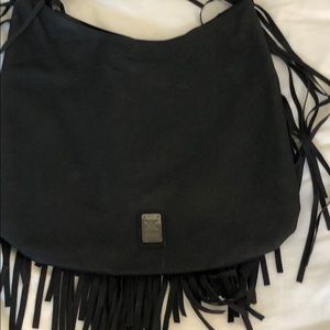 kardashian Kollection black fringe tote